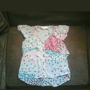 Rory Beca Pink/blue sheer high low top